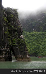 Rock and water in Halong bay, Vietnam