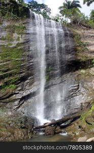 Rock and waterfall on the caribean island Grenada