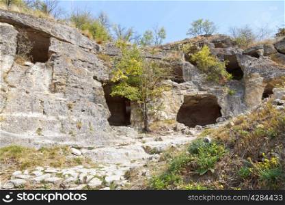 rock Caves of ancient town chufut kale in Crimea