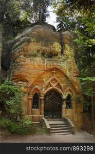 Rock chapel Modlivy Dul near Sloup in Czech Republic