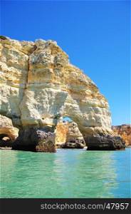 Rock cliff arches , Marinha beach ,Portugal