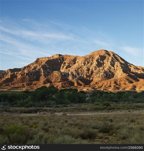 Rock formation in desert of Zion National Park, Utah.