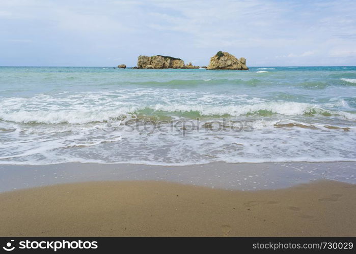 Rock formation near Prasoudi Beach in the island of Corfu, Greece.. Rock formation near Prasoudi Beach in the island of Corfu, Greece