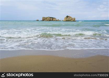 Rock formation near Prasoudi Beach in the island of Corfu, Greece.. Rock formation near Prasoudi Beach in the island of Corfu, Greece