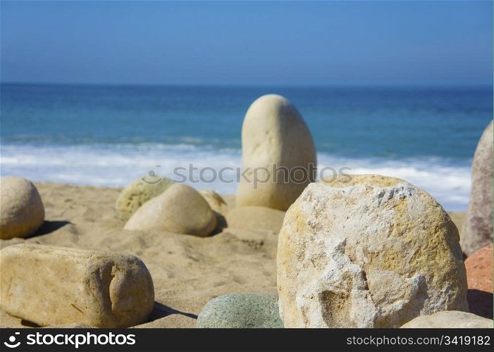 Rock formation with the ocean in the background