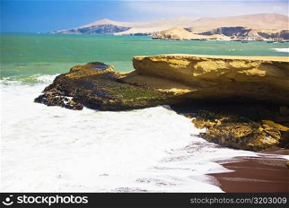 Rock formations at the coast, Paracas National Reserve, Paracas, Ica Region, Peru