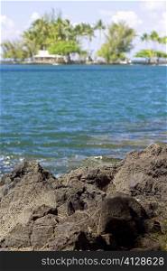Rock formations at the seaside, Liliuokalani Park and Gardens, Hilo, Big Island, Hawaii Islands, USA