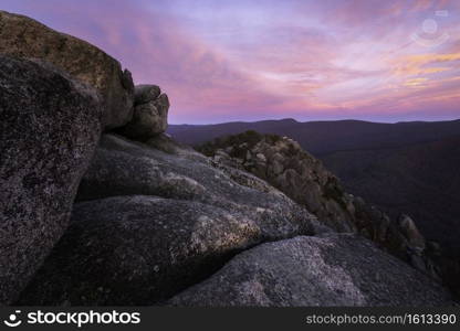 Rock formations atop Old Rag Mountain in Shenandoah National Park during an early Spring sunrise before the trees had begun to bloom green.