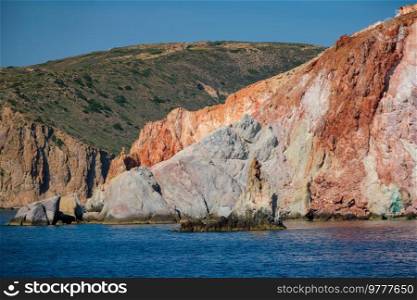 Rock formations in Aegean sea near Milos island, Greece. Rock formations in Aegean sea