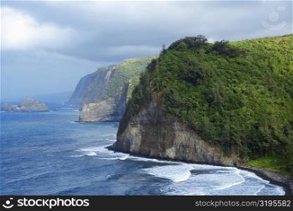 Rock formations in the sea, Pololu Valley, Kohala, Big Island, Hawaii Islands, USA