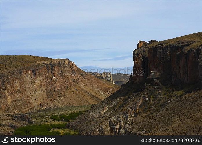 Rock formations on a landscape, Pinturas River, Patagonia, Argentina