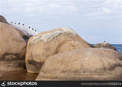 Rock formations on lake Malawi in Africa