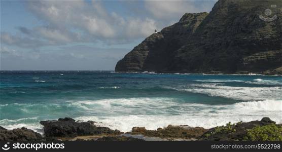 Rock formations on the coast, Waimanalo, Makapuu Point, Honolulu, Oahu, Hawaii, USA