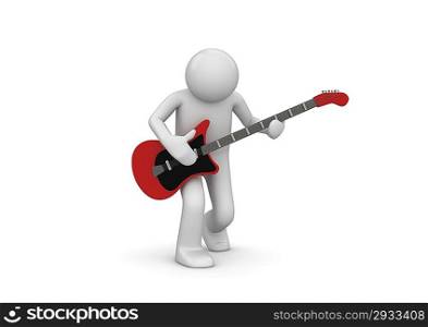 Rock guitarist (3d isolated characters on white background)