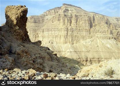 Rock in Makhtesh Katan in Negev desert, Israel