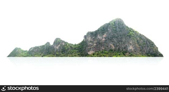 rock mountain hill with green forest isolate on white background
