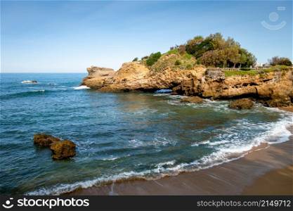 Rock of Basta and seaside. City of Biarritz, France. Rock of Basta and seaside in biarritz