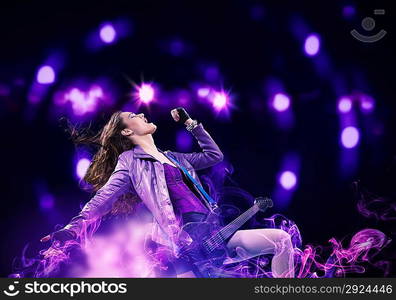 Rock passionate girl with black wings