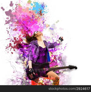 Rock passionate girl with black wings