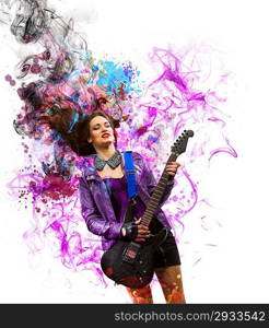 Rock passionate girl with black wings