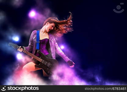 Rock passionate girl with black wings