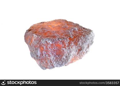 Rock salt close-up, isolated on white background