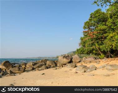 Rock shore beach at Khao Lak in Phang nga province, Thailand
