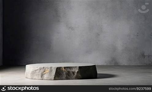 Rock stone podium background. Illustration Generative AI 