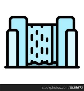 Rock waterfall icon. Outline rock waterfall vector icon color flat isolated. Rock waterfall icon color outline vector