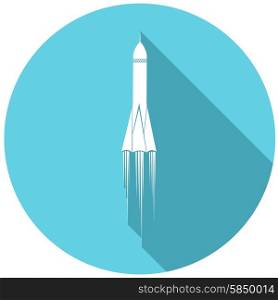 Rocket flat icon with long shadow