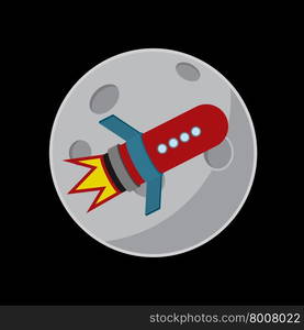 Rocket fly into space. Flat style vector illustration.