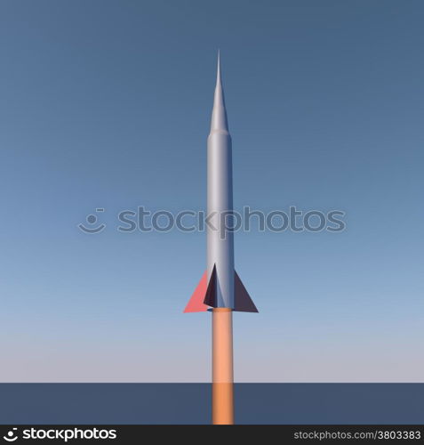Rocket flying in the sky, 3d render