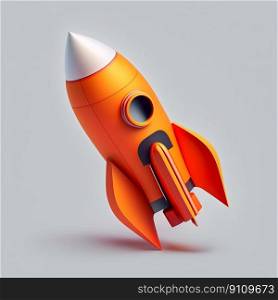 Rocket launch 3d isolated on white background. Generative AI. High quality illustration. Rocket launch 3d isolated on white background. Generative AI