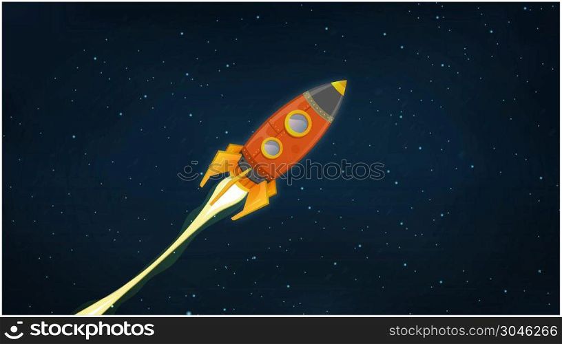 Rocket Ship Flying Through Space Animation