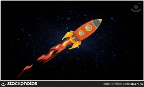 Rocket Ship Flying Through Space Animation Loop