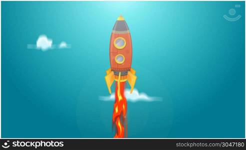 Rocket Ship Flying Through Space Animation Loop