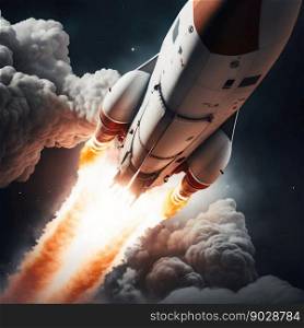 Rocket spaceship launch. Generative AI. High quality illustration. Rocket spaceship launch. Generative AI