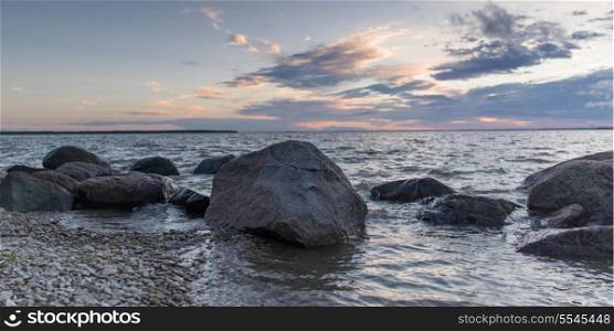 Rocks along shoreline, Lake Winnipeg, Riverton, Hecla Grindstone Provincial Park, Manitoba, Canada