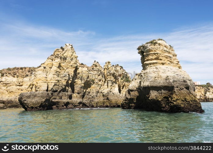 rocks and cliff in algarve city lagos in Portugal, the most beautifull coastline of the world