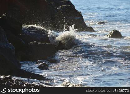 rocks and stony coast. Sea landscape