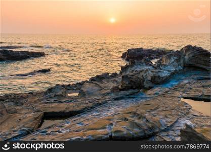 rocks and the sea. beautiful landscape at sunset