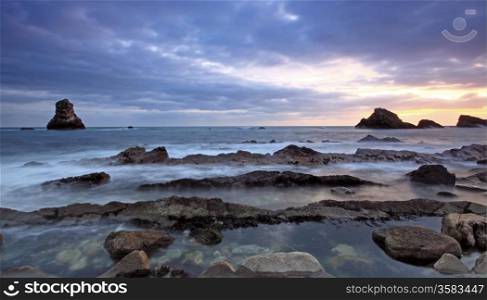 Rocks at Mupe Bay at sunset, Dorset