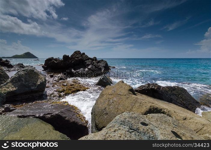 Rocks by the Sea in the Caribbean, Saint Lucia