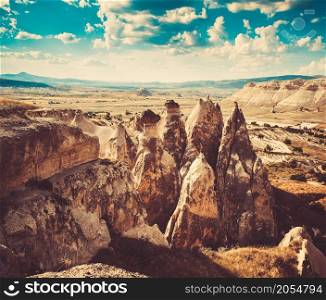Rocks formations of Cappadocia in Central Anatolia, Turkey. Rocks formations in Turkey