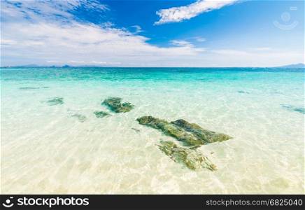 Rocks in beautiful turquoise crystal clear sea water