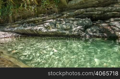 Rocks lake in forest with clear water 2