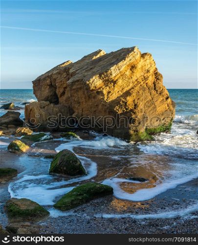 Rocks near the Black Sea coast near the village of Fontanka, Odessa region, Ukraine. Rocks near the Black Sea coast