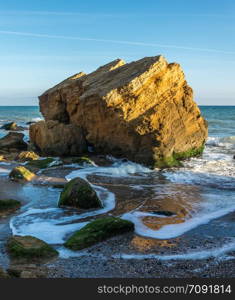 Rocks near the Black Sea coast near the village of Fontanka, Odessa region, Ukraine. Rocks near the Black Sea coast