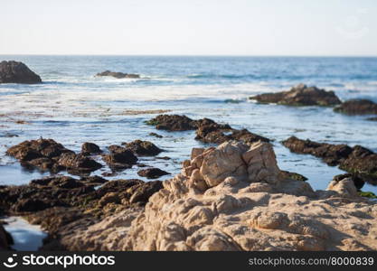 Rocks off the Pacific Coast Highway, tilt shift effect