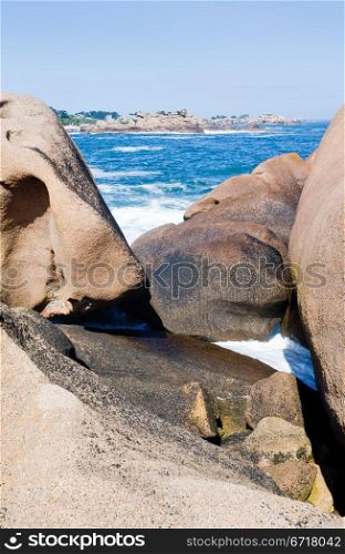 rocks on Pink Granite Coast in France